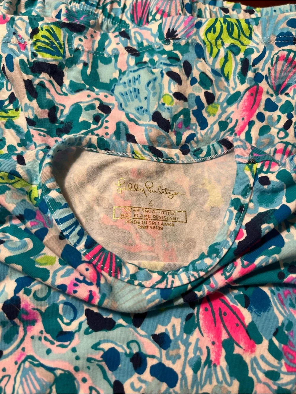 Lilly Pulitzer Dive Bar long pajamas girls size 4